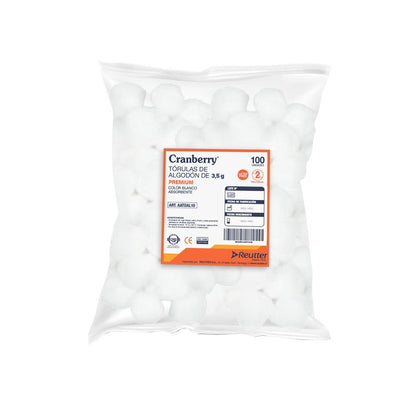 Torulas de algodón blanco en bolsa, 3,5 g (100 unidades)