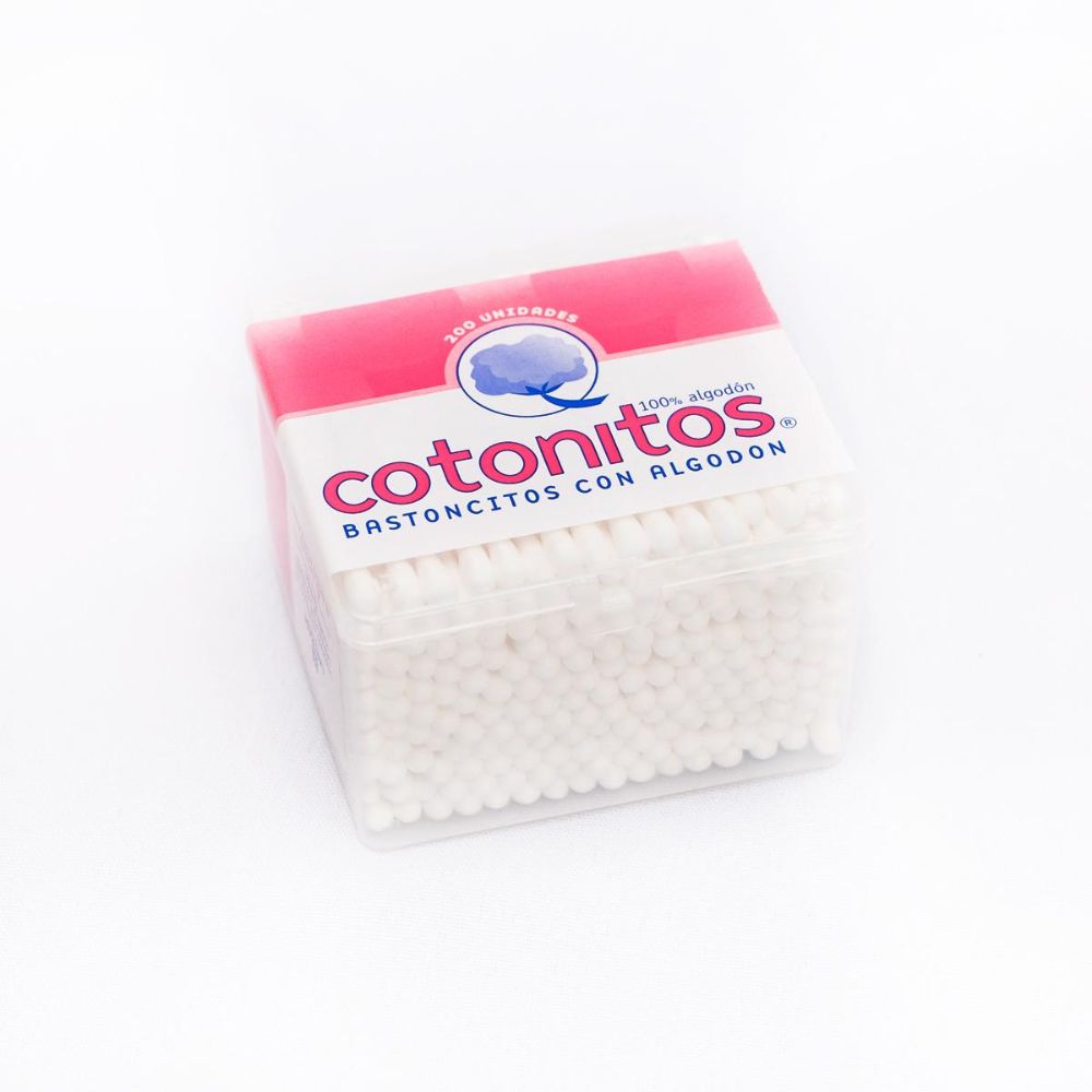 Cotonitos bastoncitos con algodón, estuche 200 unidades, puntas de algodón