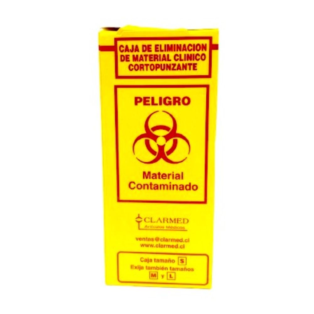 Caja para desecho chica 6.3x6x15 cm, 600 ml, plástica amarilla con señalización