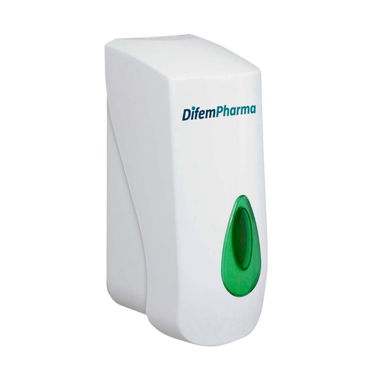 Dispensador de jabón mural universal blanco con ventana oval verde