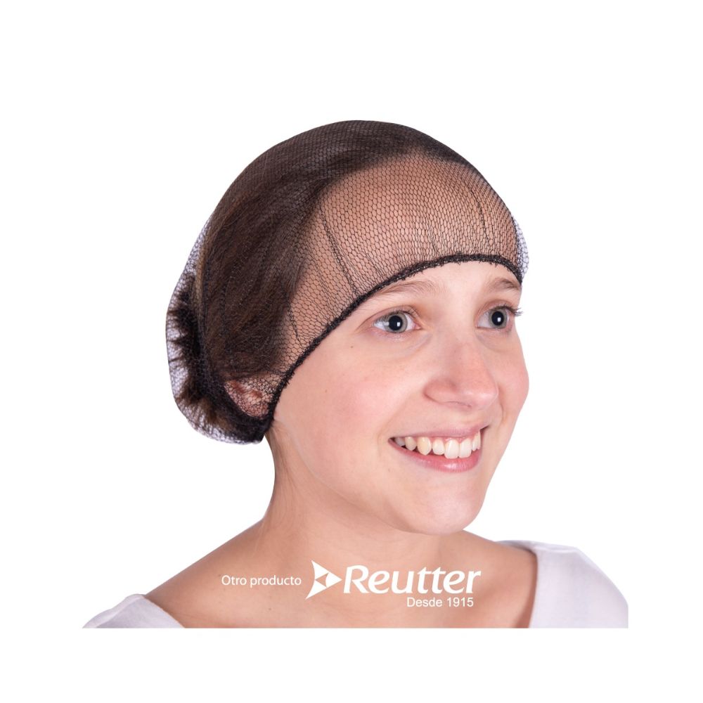 Gorro de malla oscuro con borde elástico negro