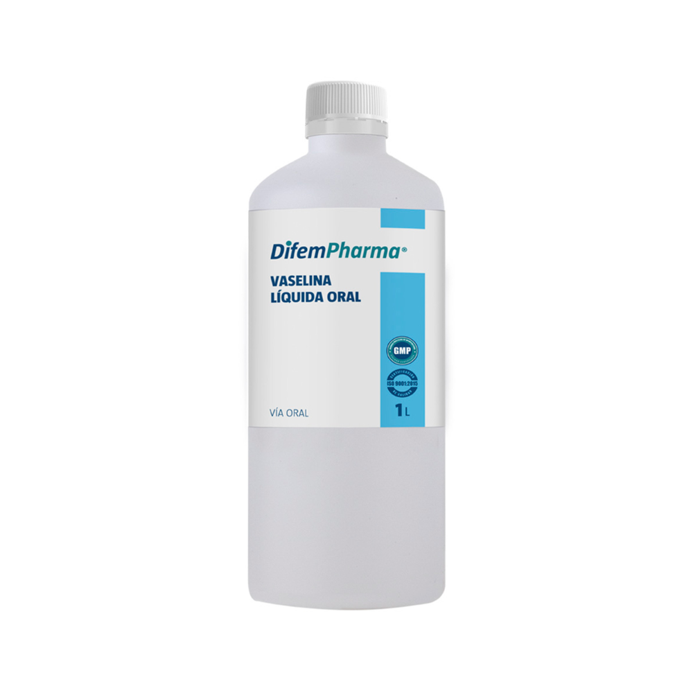 Vaselina líquida oral DifemPharma en frasco blanco con tapa gris, 1 L