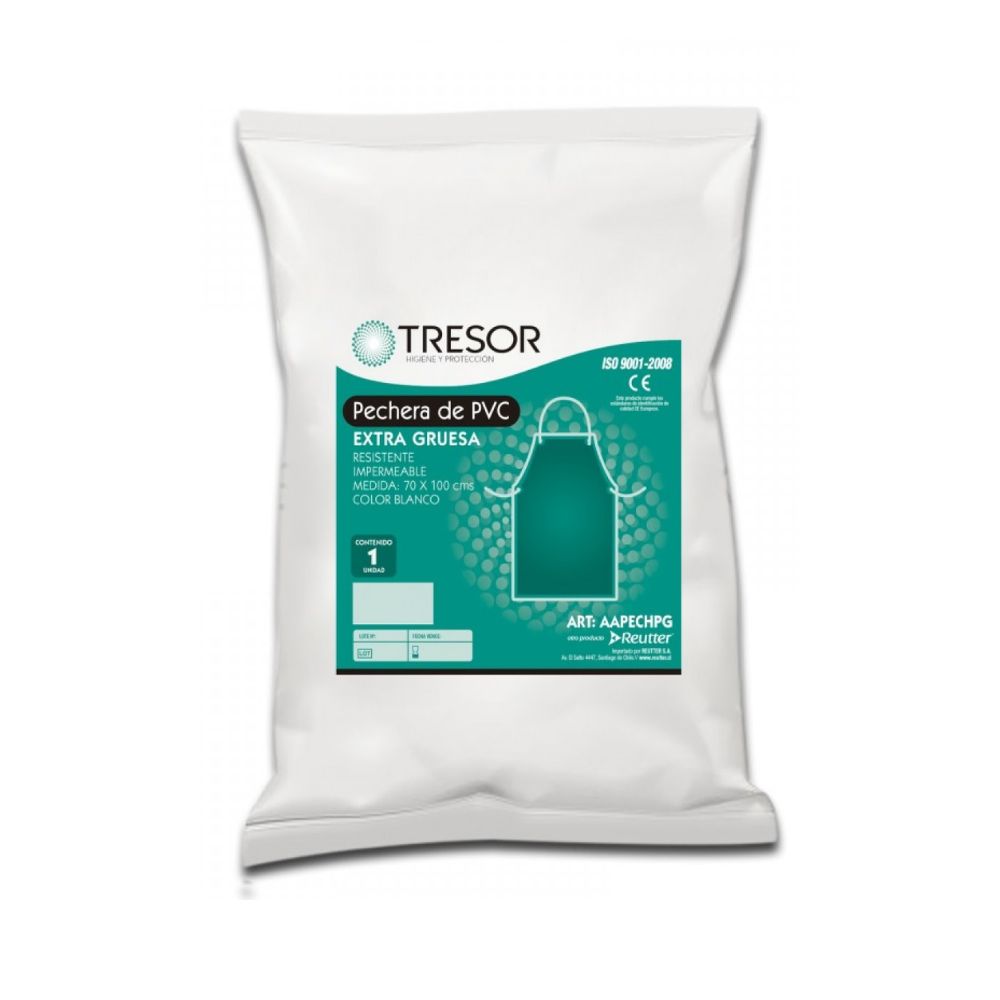 Bolsa de pechera de PVC extra gruesa 70x100 cm, empaque blanco