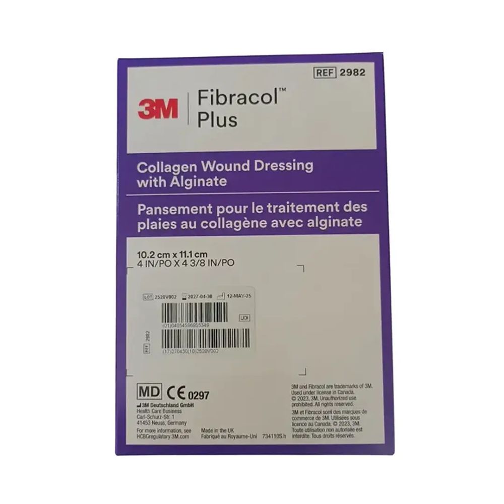 Caja de apósitos Fibracol Plus con alginato, REF 2982, 10.2x11.1 cm