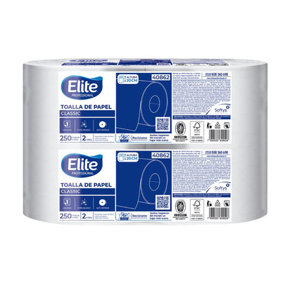 Rollo de toalla de papel Classic blanco, 2 rollos de 250 m, altura 20 cm 40862