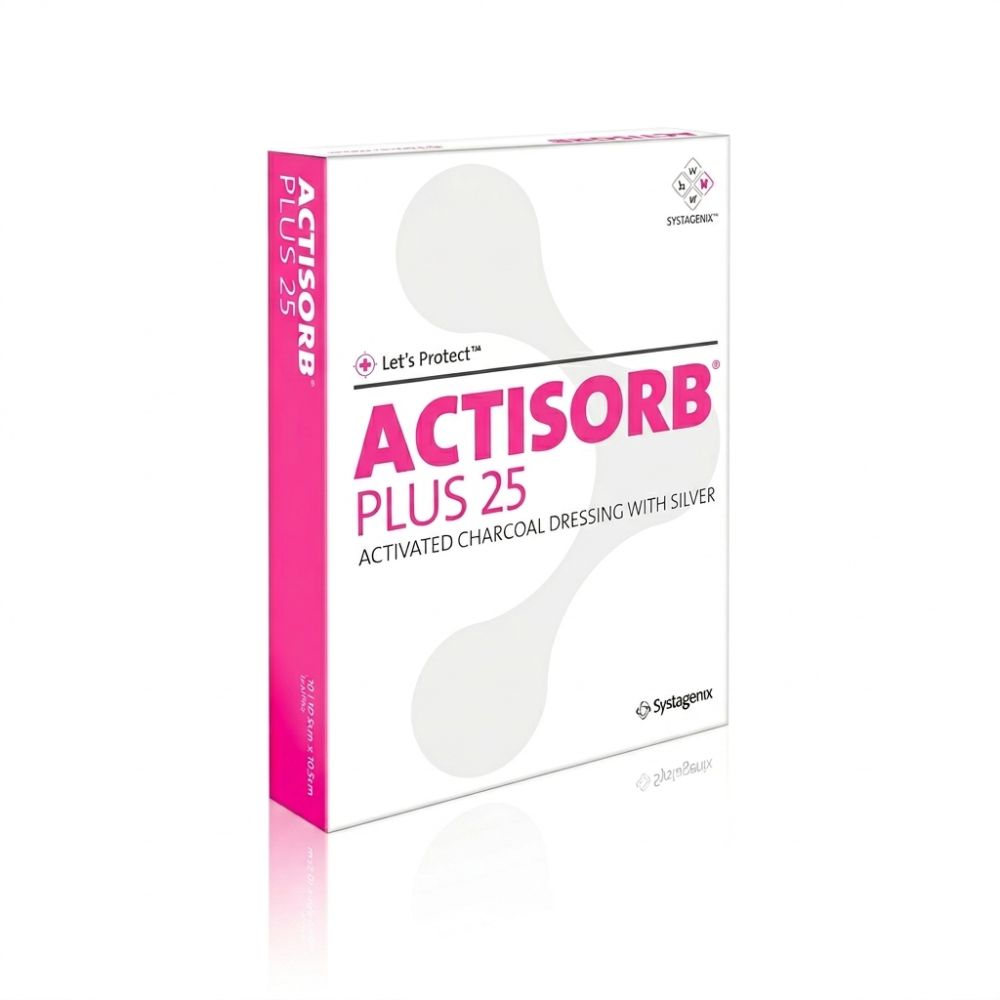 Caja de ACTISORB Plus 25 con apósito de carbón activado y plata
