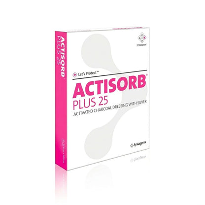 Caja de ACTISORB Plus 25 con apósito de carbón activado y plata