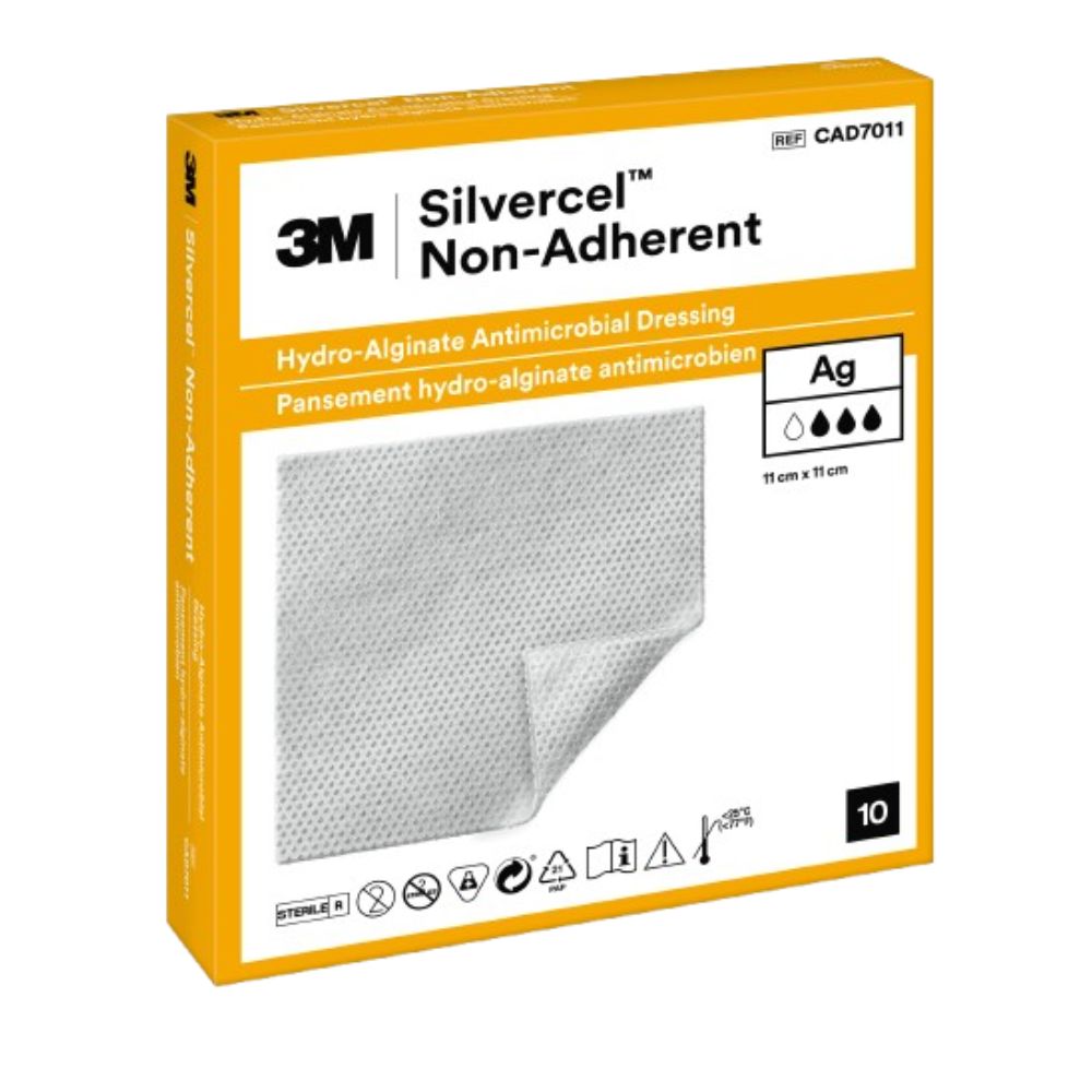 Aposito Silvercel 11x11 no adherente, hidro-alginato antimicrobiano con Ag (REF CAD7011)