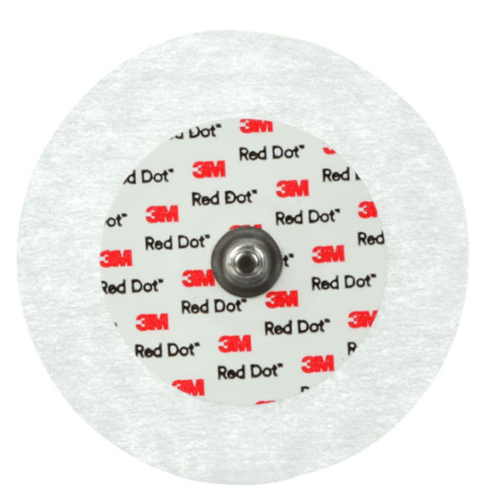 Electrodo soporte Micropore 2239: disco blanco con centro metálico y patrón Red Dot 3M