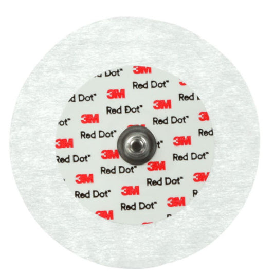 Electrodo soporte Micropore 2239: disco blanco con centro metálico y patrón Red Dot 3M