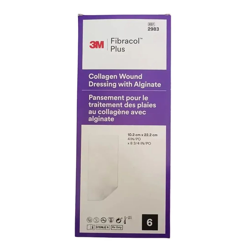 Caja de apósitos Fibracol Plus con alginato, REF 2983, 10.2x22.2 cm