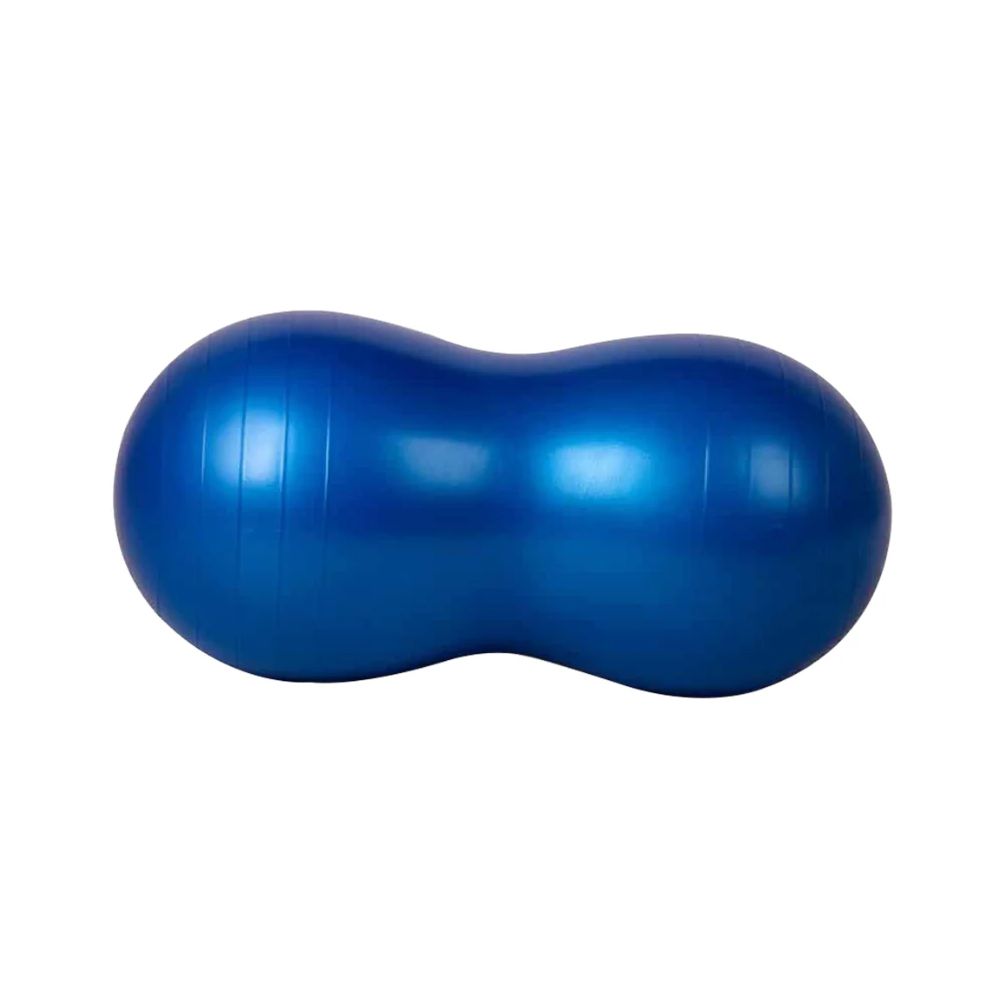 Pelota Pilates tipo maní azul 45x90 cm, formato en forma de cacahuate