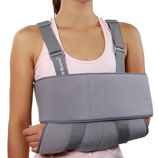 Inmovilizador de hombro HM-131: soporte gris con correas ajustables