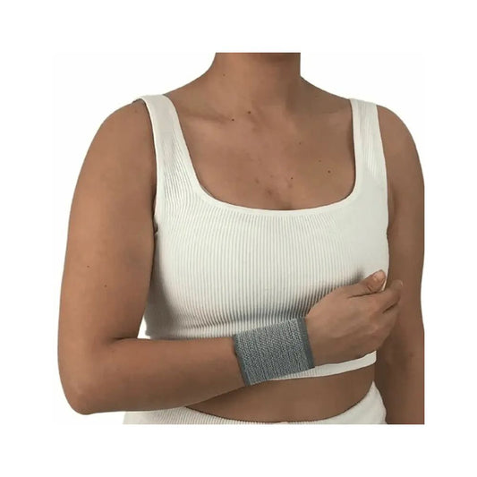 Muñequera de compresión gris para la muñeca, con ajuste envolvente