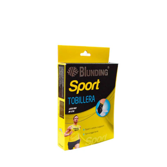 Tobillera deportiva gris Blunding en su caja