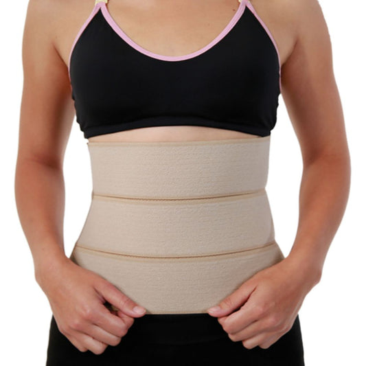 Faja abdominal 3 bandas beige con tres bandas anchas para contorno abdominal