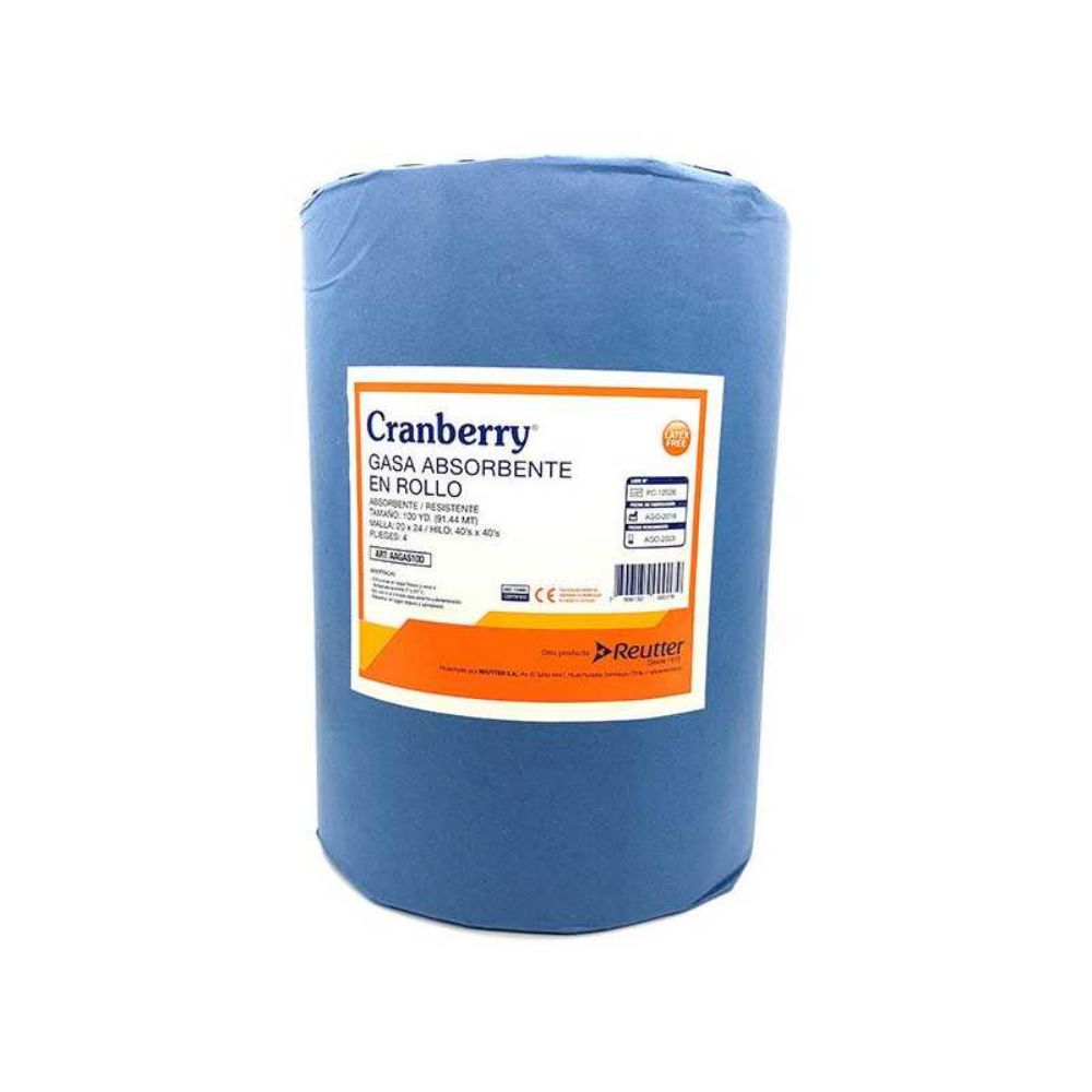 Gasa en rollo azul absorbente 24x20 (100 yardas) con etiqueta frontal