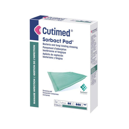 Cutimed Sorbact verde, apósito estéril para unión de bacterias y hongos