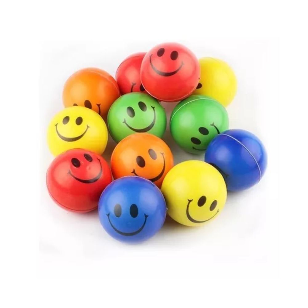 Pelotas multicolor con caritas sonrientes
