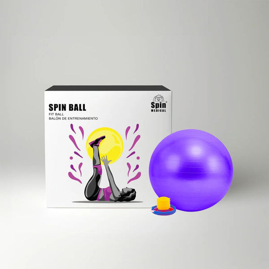 Pelota de 65 cm morada de entrenamiento, con bomba y tapones.