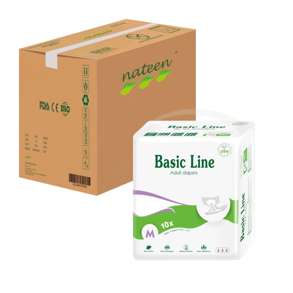 Panal tipo calzón Nateen Basic Line, talla M, paquete 10 unidades (BOLX10)