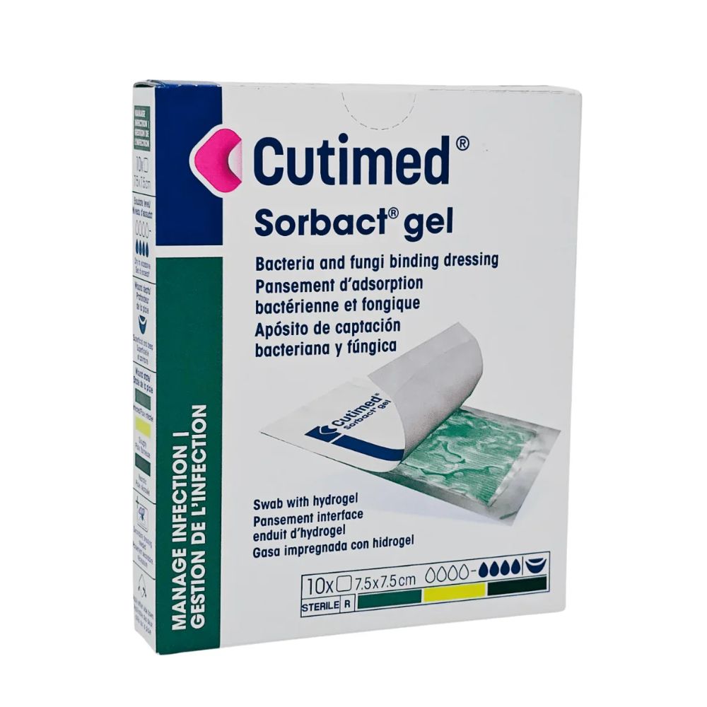 Cutimed Sorbact gel wound dressing, 7.5 x 7.5 cm, 10 pack