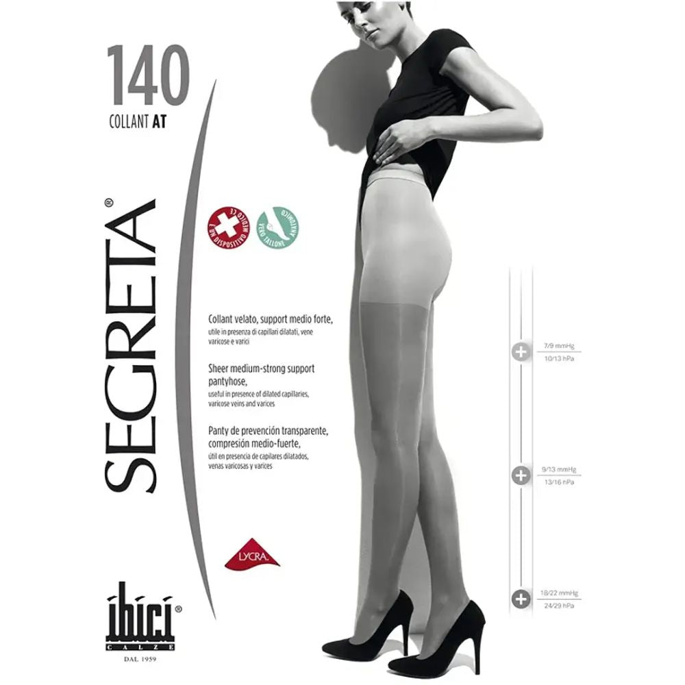 Panty Segreta 140 de Ibici, compresión 18-22 mmHg, soporte medio, logotipo LYCRA