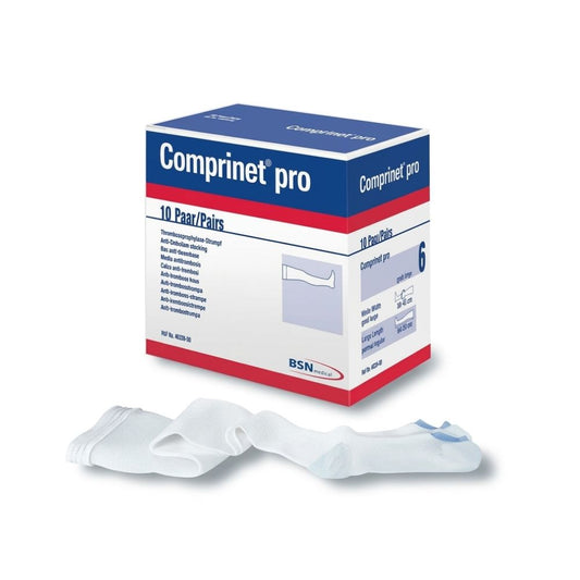 Caja y media antiembolia Comprinet pro, calcetín de compresión blanco