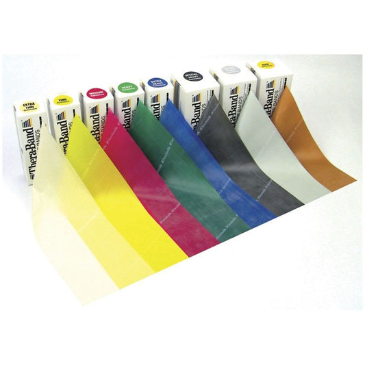 Banda elástica 1MT en rollos de varios colores: amarillo, rojo, azul, negro, verde