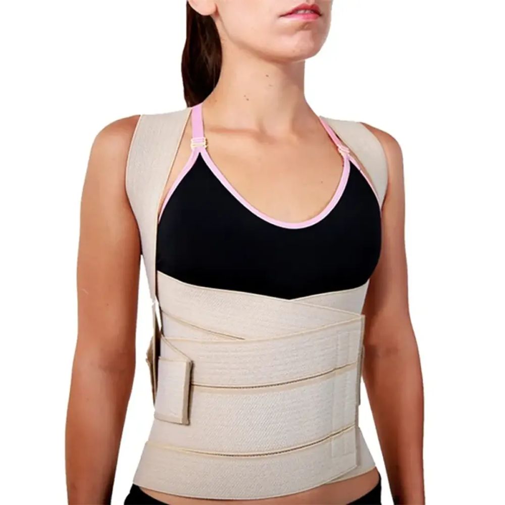 Espaldillera dorso-lumbar beige con correas y soporte frontal