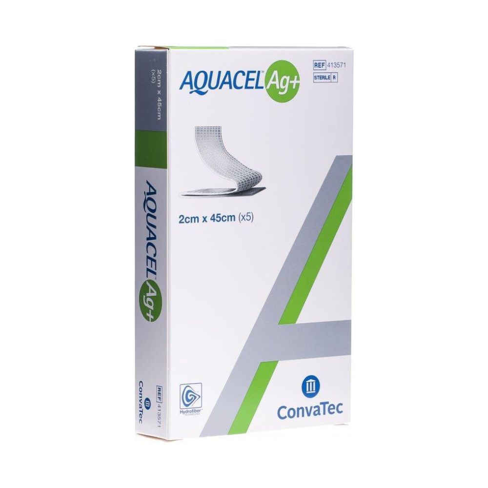 Aposito Aquacel Ag Extra 2 cm x 45 cm (mecha), 5 unidades, estéril