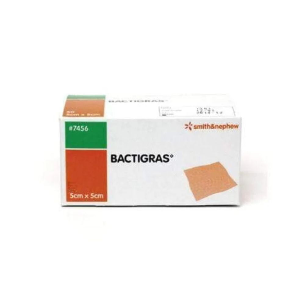 Aposito Bactigras 5x5 (7456) antiséptico con clorexidina, apósito cuadrado