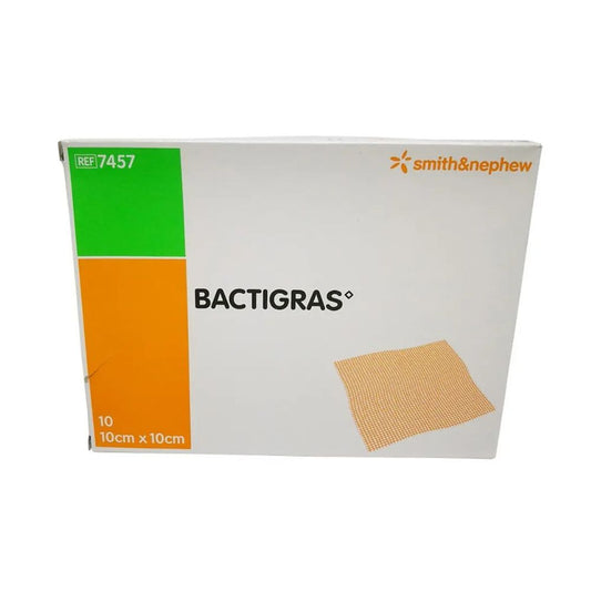 Aposito Bactigras 10x10 (7457) antiséptico con clorexidina, apósito cuadrado