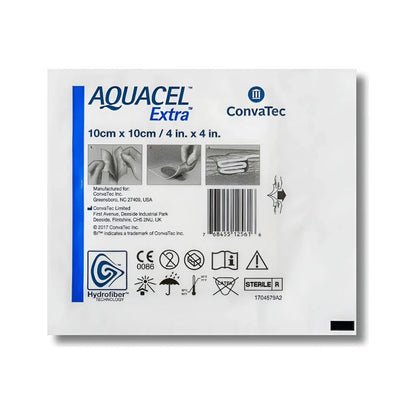 Aquacel Extra apósito hidrocelular, 10 cm x 10 cm, etiqueta trasera