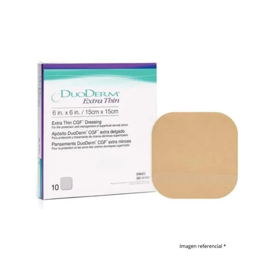 Duoderm Extra Thin 15x15 cm tan square wound dressing (box and pad)