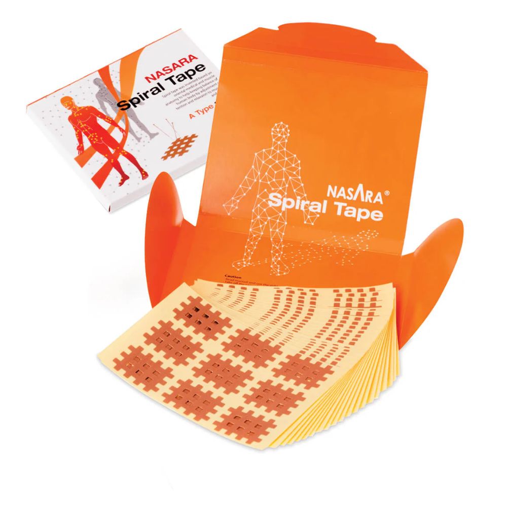 Cinta en espiral Nasara, rollos en láminas naranjas y caja protectora