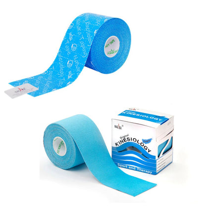 Cinta kinesiotape azul 5 m x 5 cm, rollo con cinta terapéutica