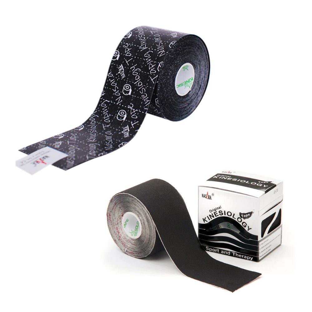 Cinta kinesiotape negra 5 m x 5 cm, rollo y banda adhesiva