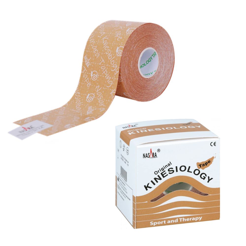 Cinta kinesiotape beige 5 m x 5 cm, rollo y tira adhesiva