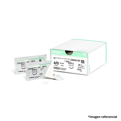 Dafilon black 4/0 suture box with needle packets, 45 cm