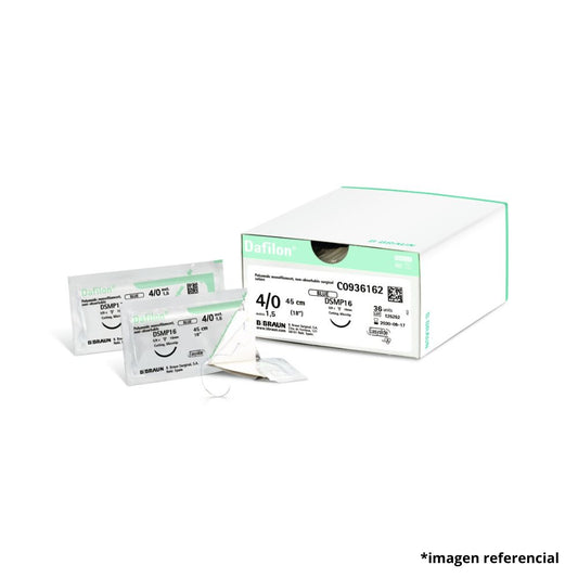 Dafilon black 4/0 suture box with needle packets, 45 cm
