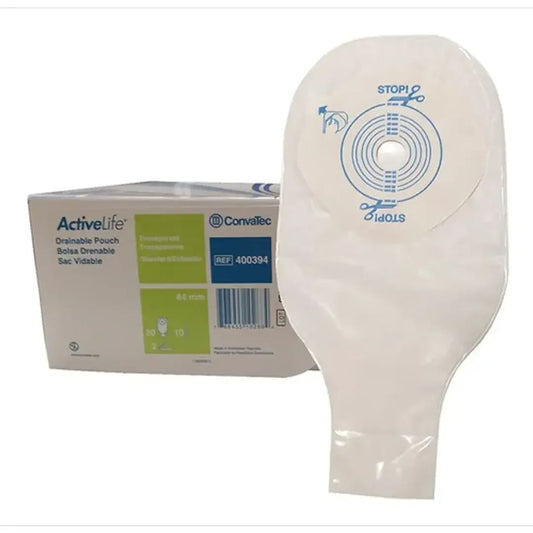 Bolsa Active Life transparente 64 mm con etiqueta STOP y orificio central