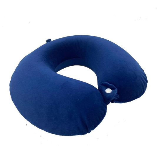 Almohada para cuello azul con soporte tipo U y cierre con broche