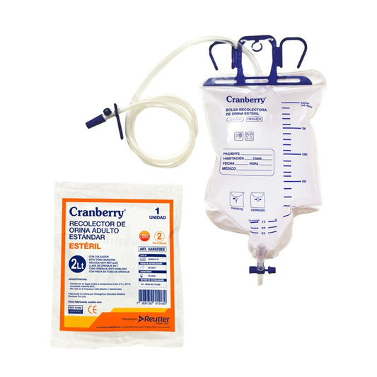 Recolector de orina adulto 2 L estéril Cranberry con bolsa graduada y tubo