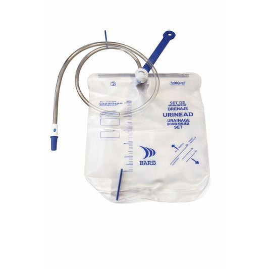 Recolector de orina tipo Nemo con bolsa 2000 ml, mangueras azules y válvula de vaciado