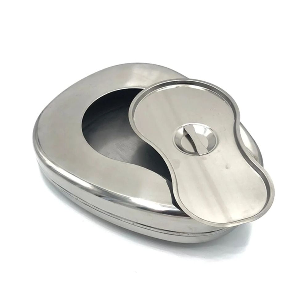 Chata de acero inoxidable anatómica con asa y apertura oval