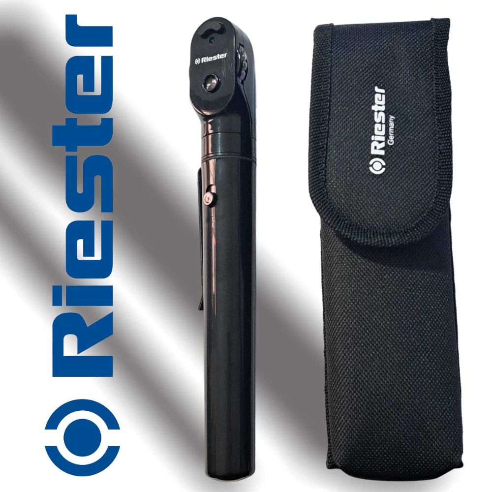 Oftalmoscopio E-scope Riester negro con funda textil
