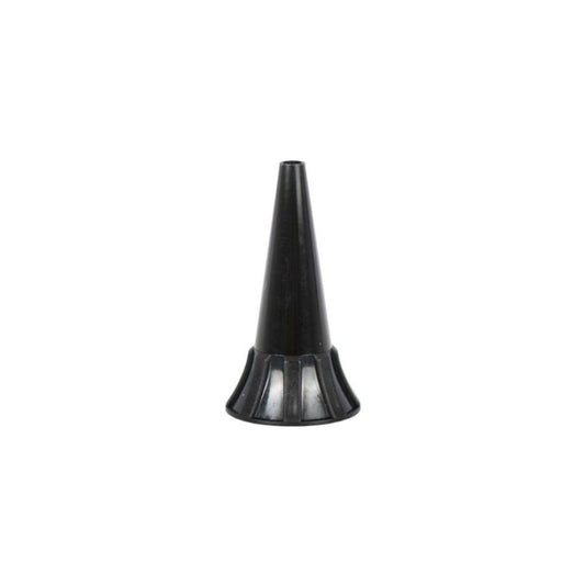 Cono ótico negro con anillo metálico en la base