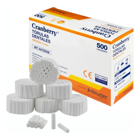 Torulas dentales 8 mm en caja x 500, con unidades y palitos blancos