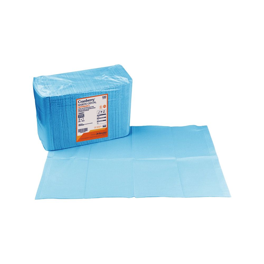 Babero azul desechable 3 capas, bolsa x100 Cranberry